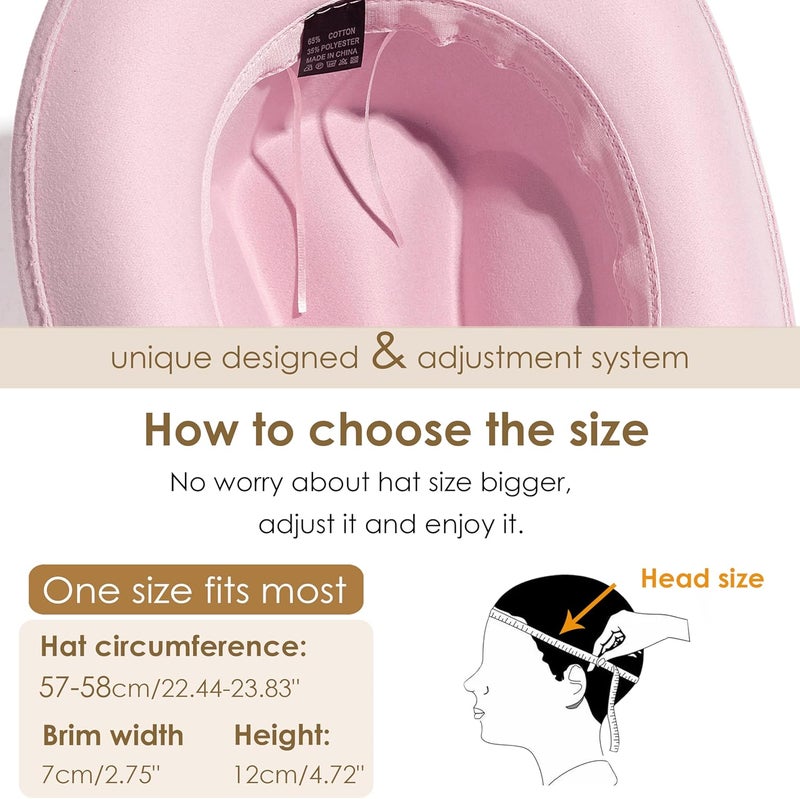 Gossifan Men & Women Belt Buckle Fedora Hat Wide Brim Floppy Panama Hat - Image 2